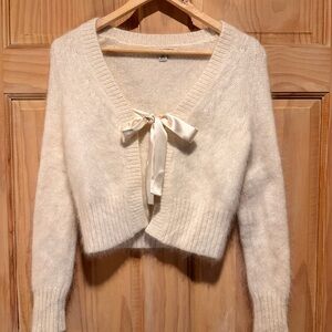 Banana Republic Angora Rabbit hair sweater with satin tie.